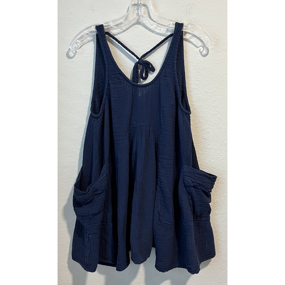 Free People Pina Colada Tunic Womens XS Blue Gauzy Cotton Beachy Oversized